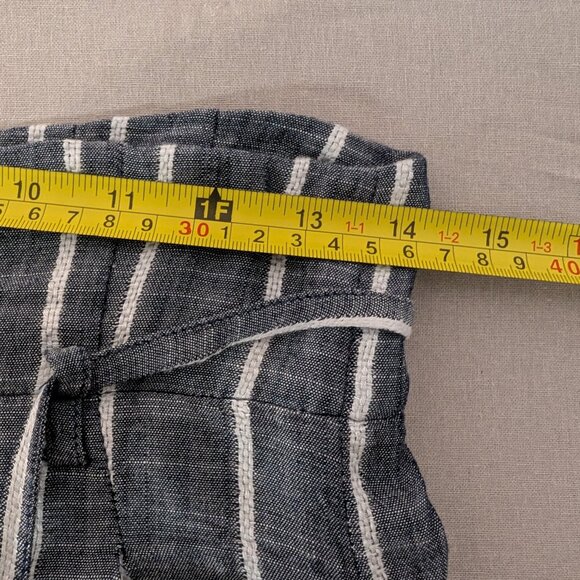 Denim Blue Gray And White Striped High-Waisted Wide Leg Pants Size Small - Picture 13 of 14